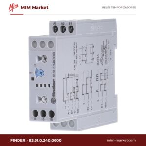 Relé temporizador Finder 83.01.0.240.0000 – 24-240 V ac / 24 V dc, Retardo a la conexión