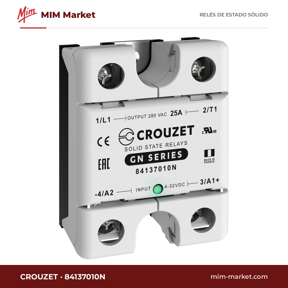 Relé de estado sólido Crouzet 84137010N – 25 A, 24-280 V ac
