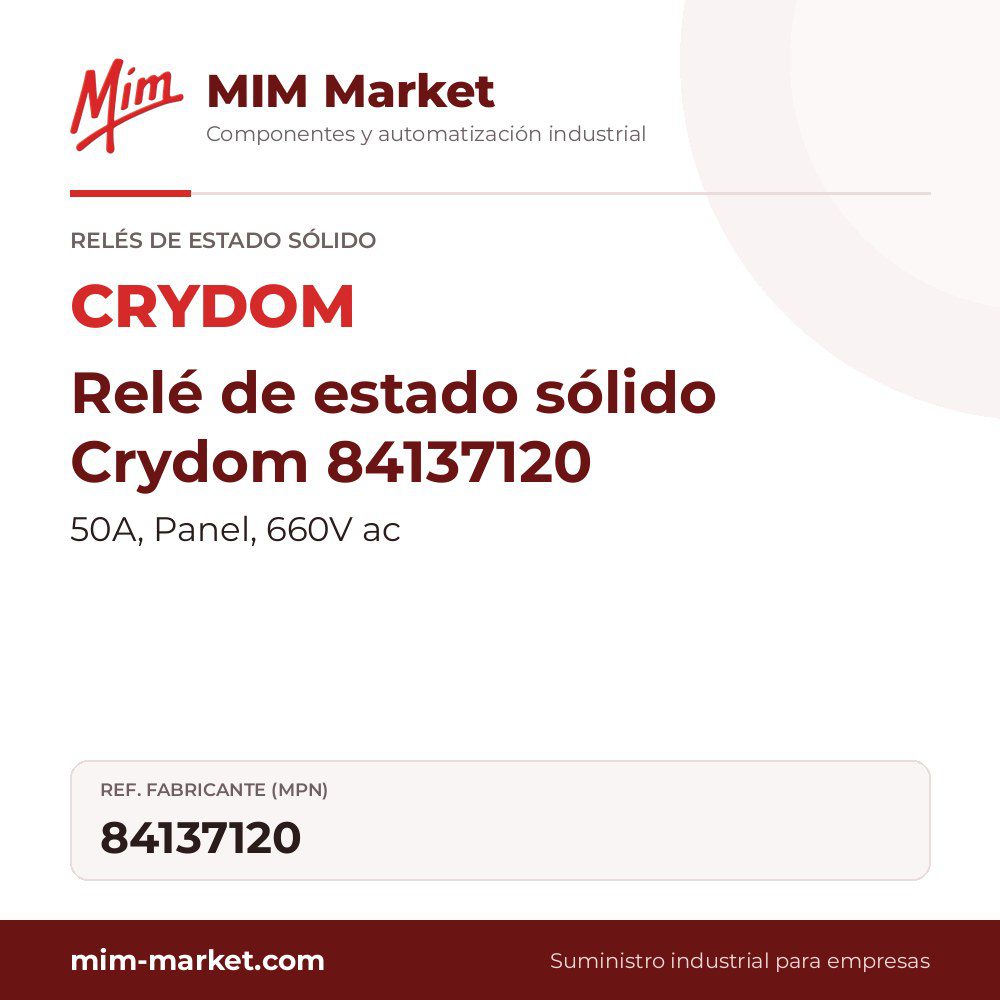 Relé de estado sólido Crydom 84137120 – 50A, Panel, 660V ac