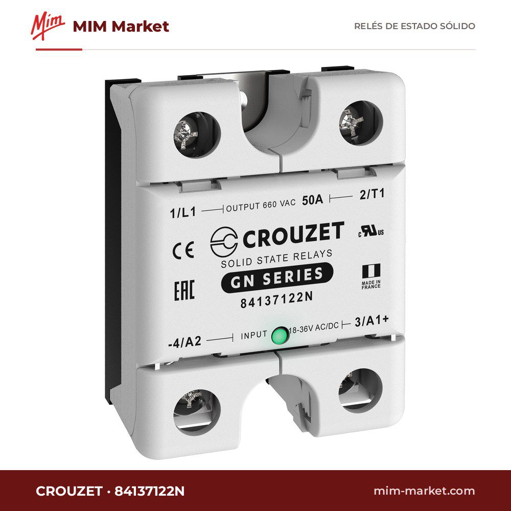 Relé de estado sólido Crouzet 84137122N – 50 A, 48-660 V ac