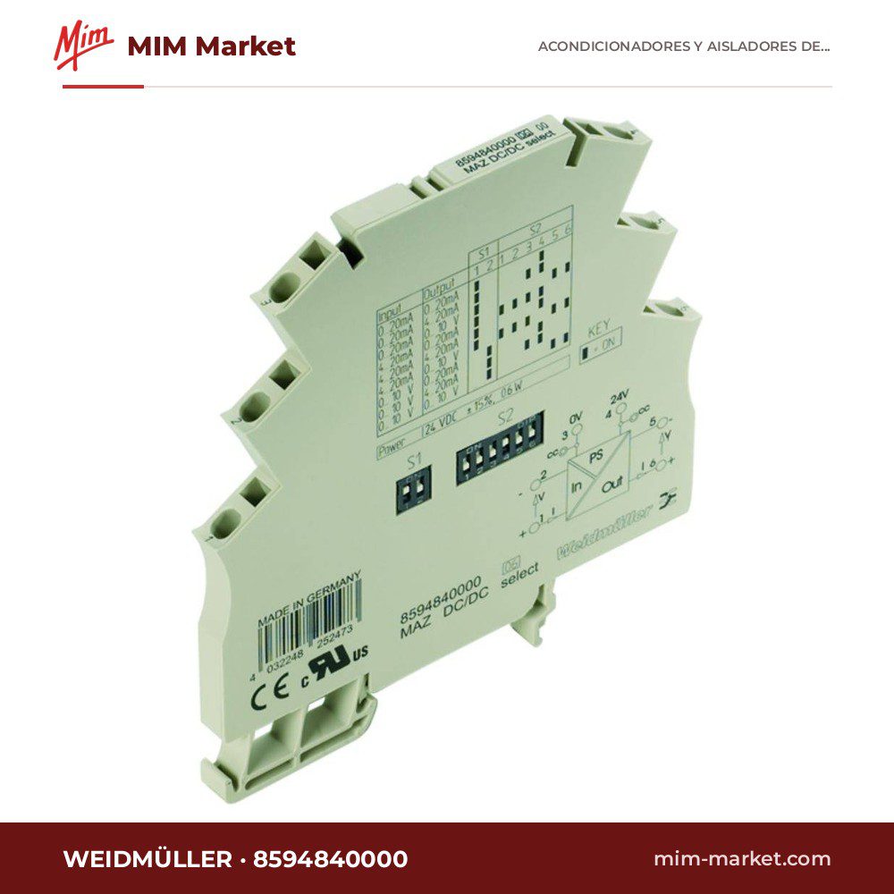 Convertidor de señal analógica configurable Weidmüller MAZ DC/DC SELECT 8594840000 – serie MICROSERIES, 0…20 mA / 0…10 V