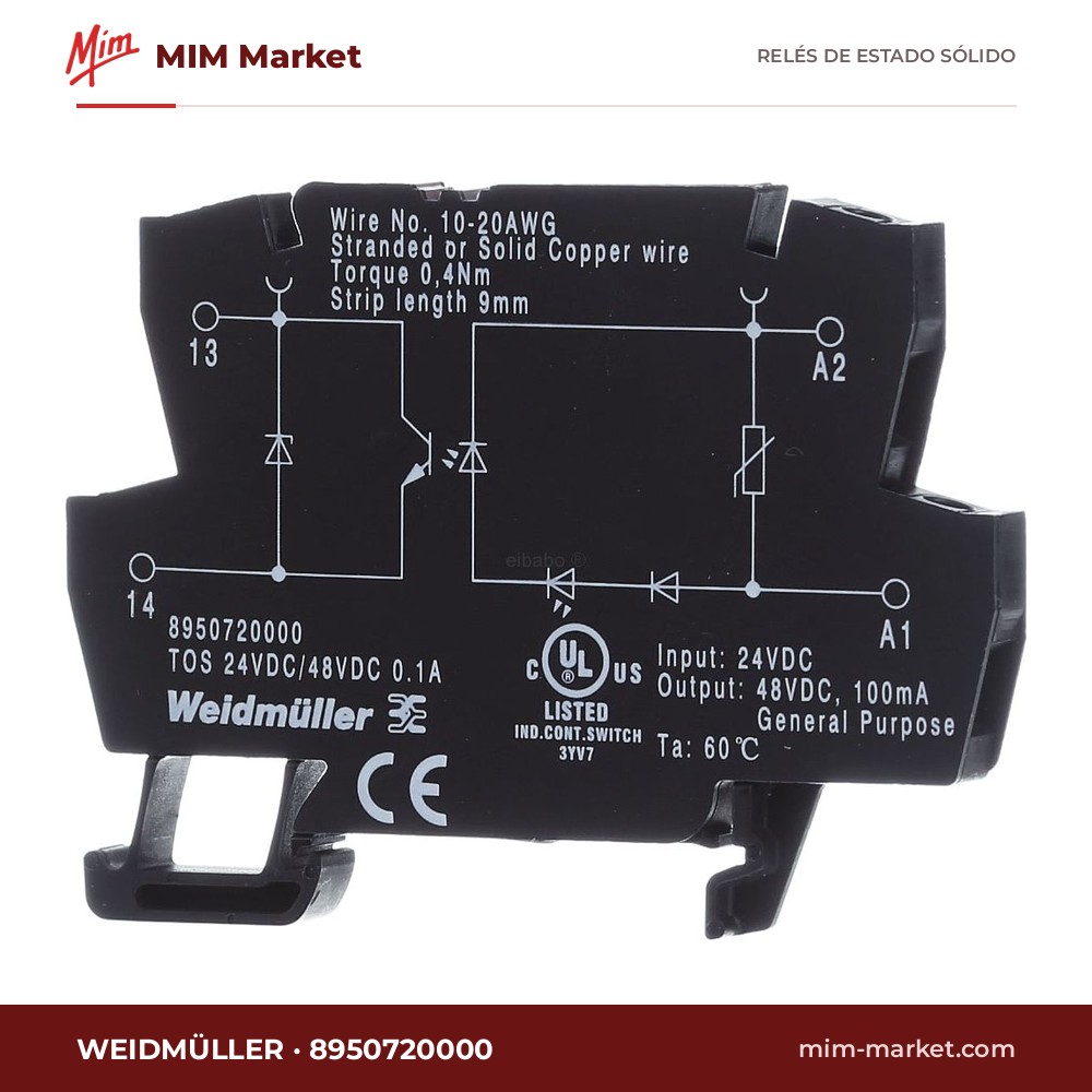 Módulo de relé de estado sólido Weidmüller 8950720000 – 100 mA, 5-48 V