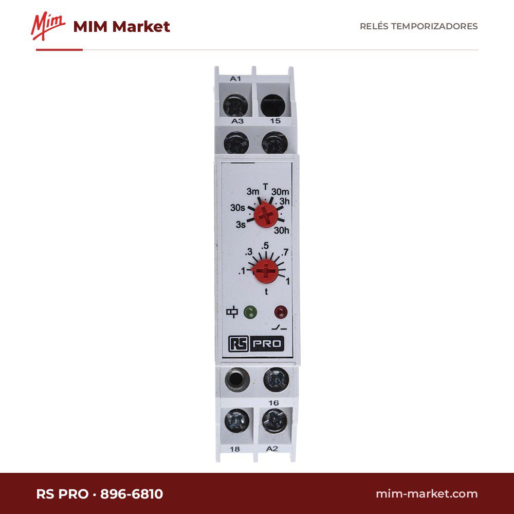 Relé temporizador RS PRO 896-6810 – 24-240 V ac / 24 V dc, Retardo a la conexión