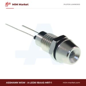 Piloto LED Assmann WSW A-LED8-1BAAS-MR7-1 – serie A-LED8, azul, Vf típ. 3,5 V, Ø8,13 mm, pines para circuito impreso, IP67