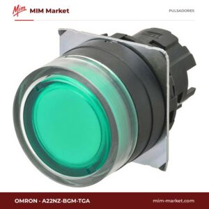 Pulsador Omron A22NZ-BGM-TGA – actuador, A22NZ, 22 mm, verde, LED verde