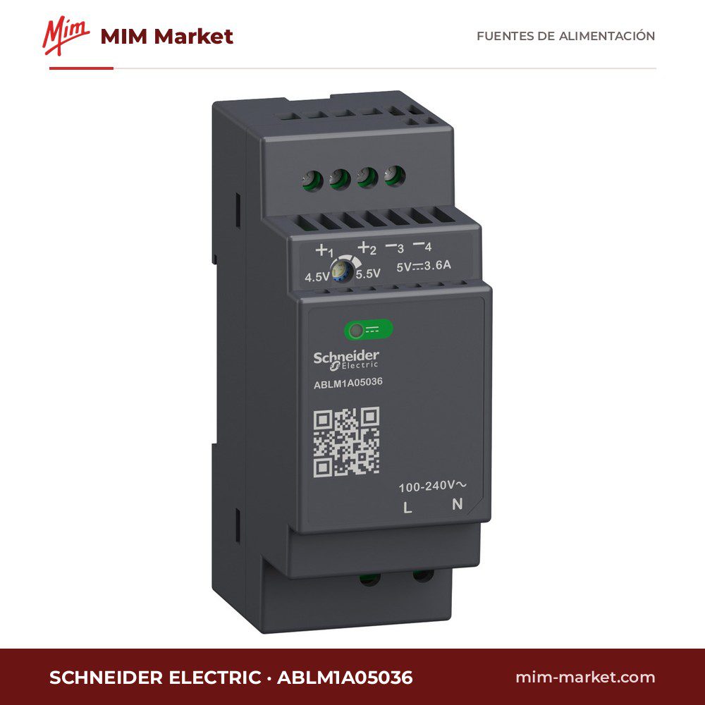 Fuente de alimentación carril DIN Schneider Electric ABLM1A05036 – 5 V DC, 3,6 A, 18 W