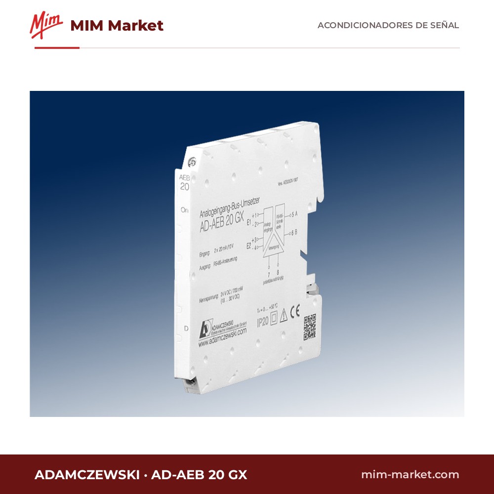 Convertidor de entrada analógica a RS-485 Adamczewski AD-AEB 20 GX – señal analógica transmitida por bus RS-485
