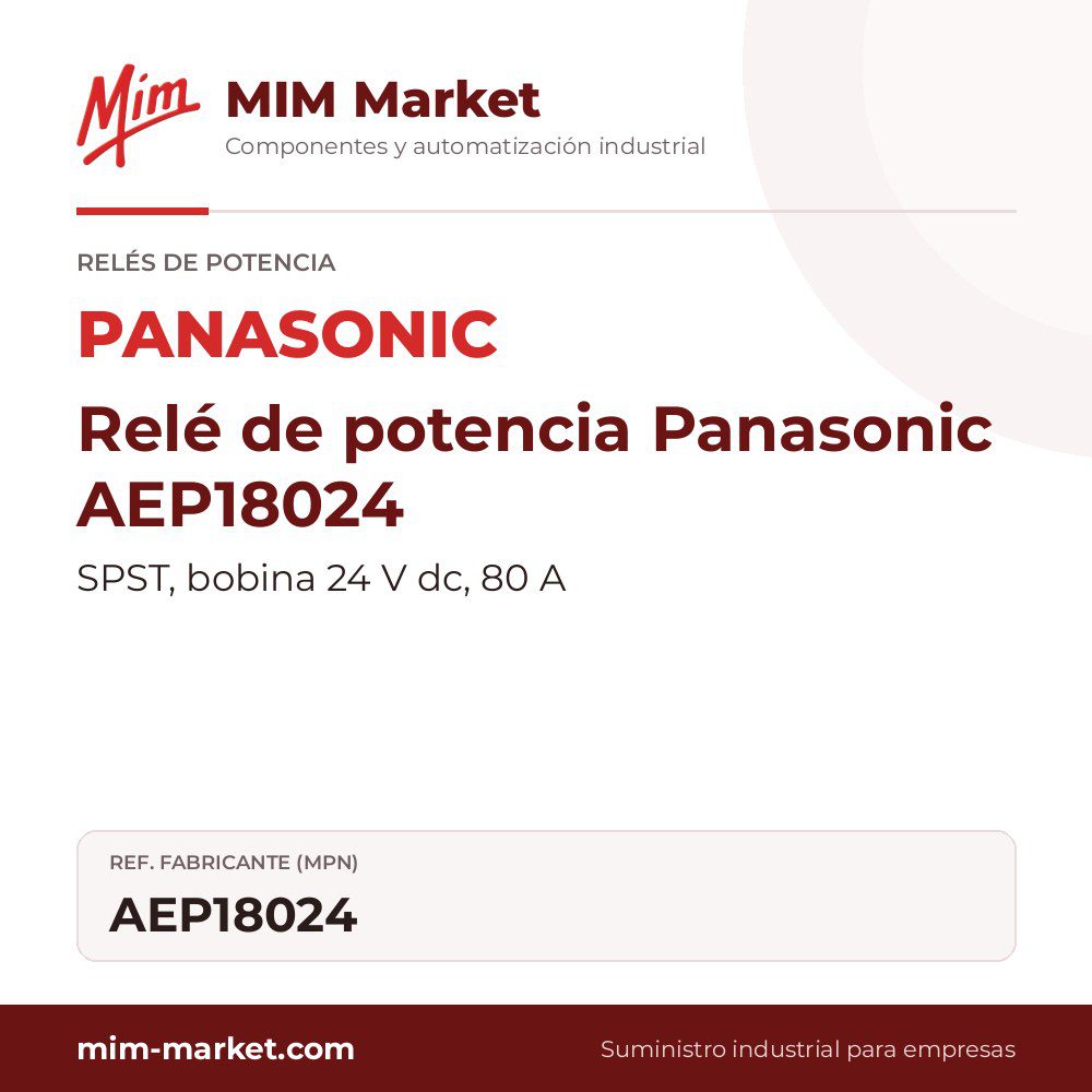Relé de potencia Panasonic AEP18024 – SPST, bobina 24 V dc, 80 A