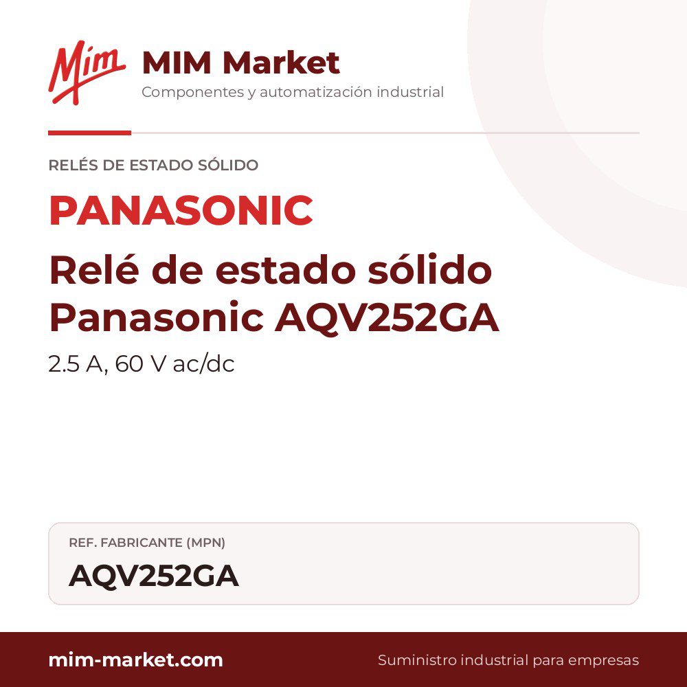Relé de estado sólido Panasonic AQV252GA – 2.5 A, 60 V ac/dc