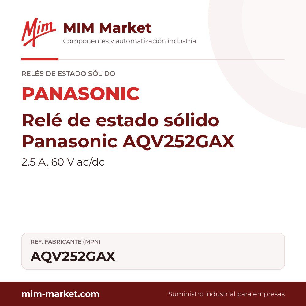 Relé de estado sólido Panasonic AQV252GAX – 2.5 A, 60 V ac/dc