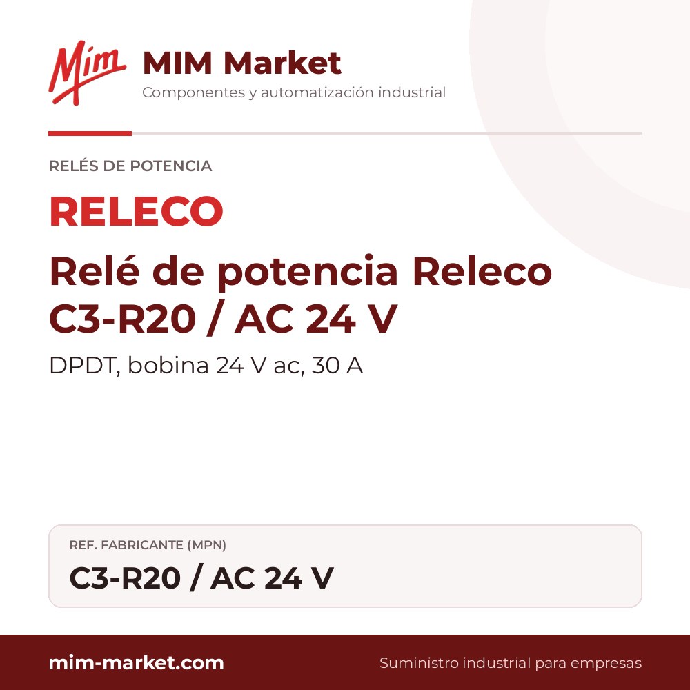 Relé de potencia Releco C3-R20 / AC 24 V – DPDT, bobina 24 V ac, 30 A