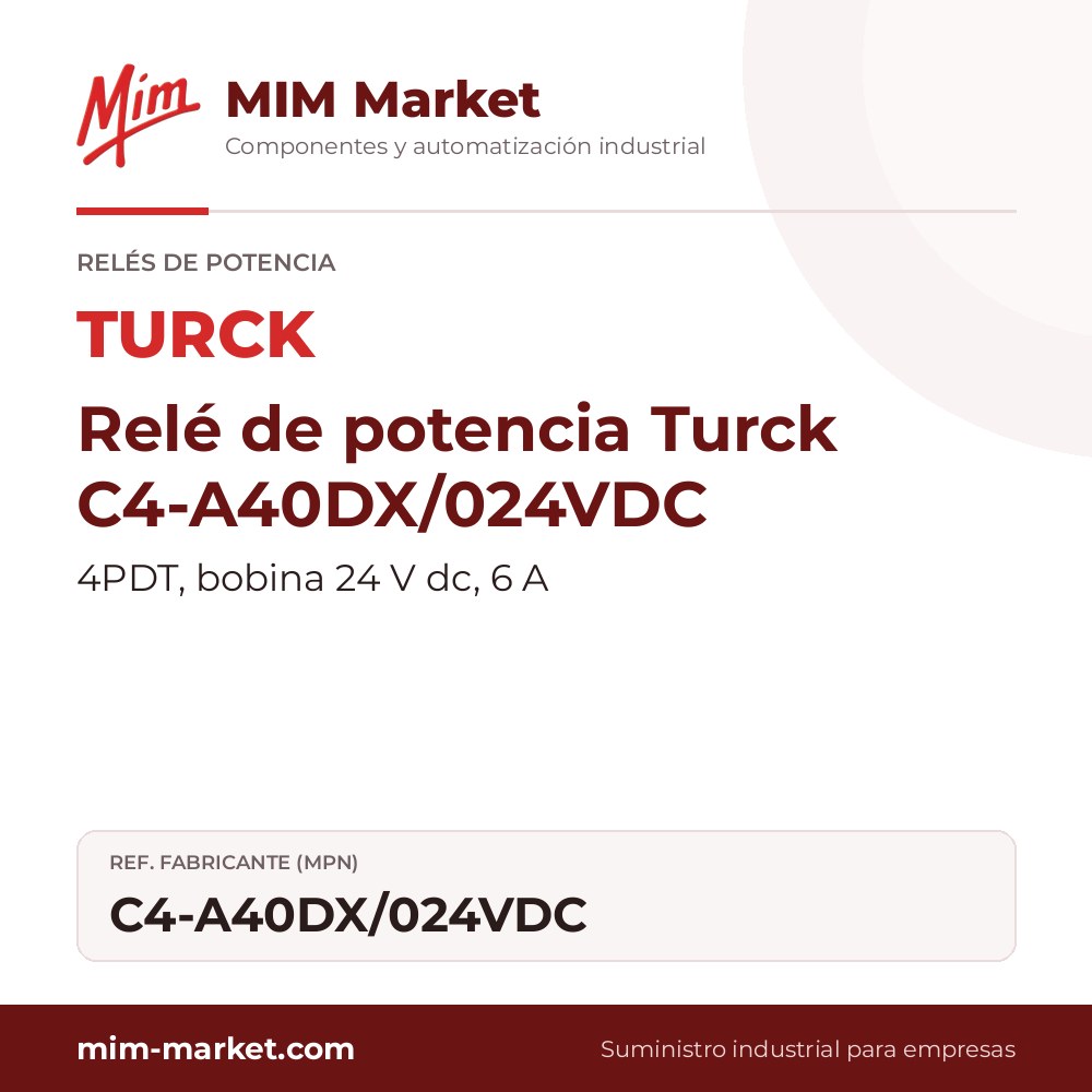 Relé de potencia Turck C4-A40DX/024VDC – 4PDT, bobina 24 V dc, 6 A