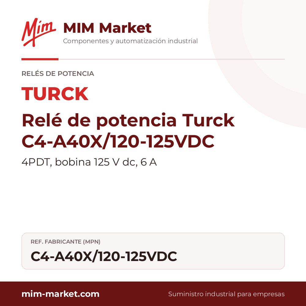 Relé de potencia Turck C4-A40X/120-125VDC – 4PDT, bobina 125 V dc, 6 A