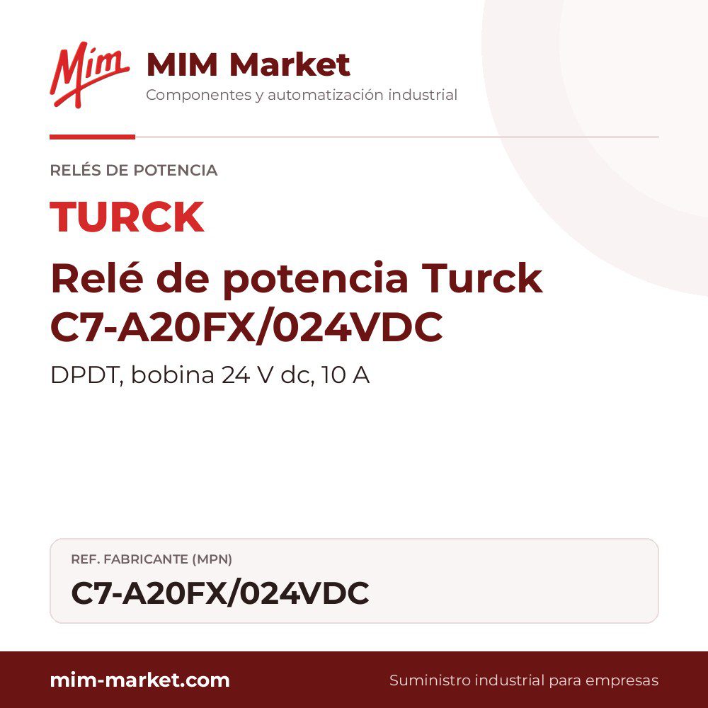 Relé de potencia Turck C7-A20FX/024VDC – DPDT, bobina 24 V dc, 10 A