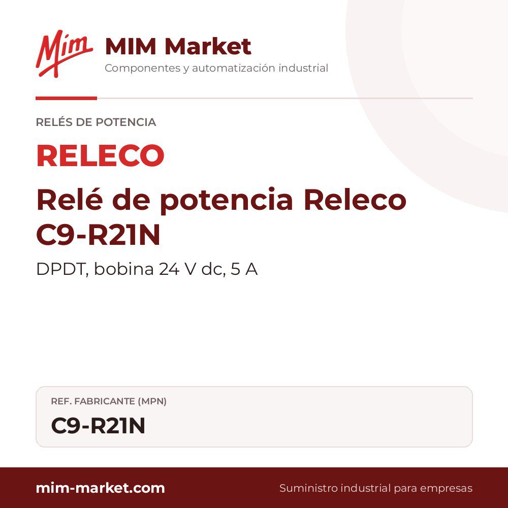 Relé de potencia Releco C9-R21N – DPDT, bobina 24 V dc, 5 A