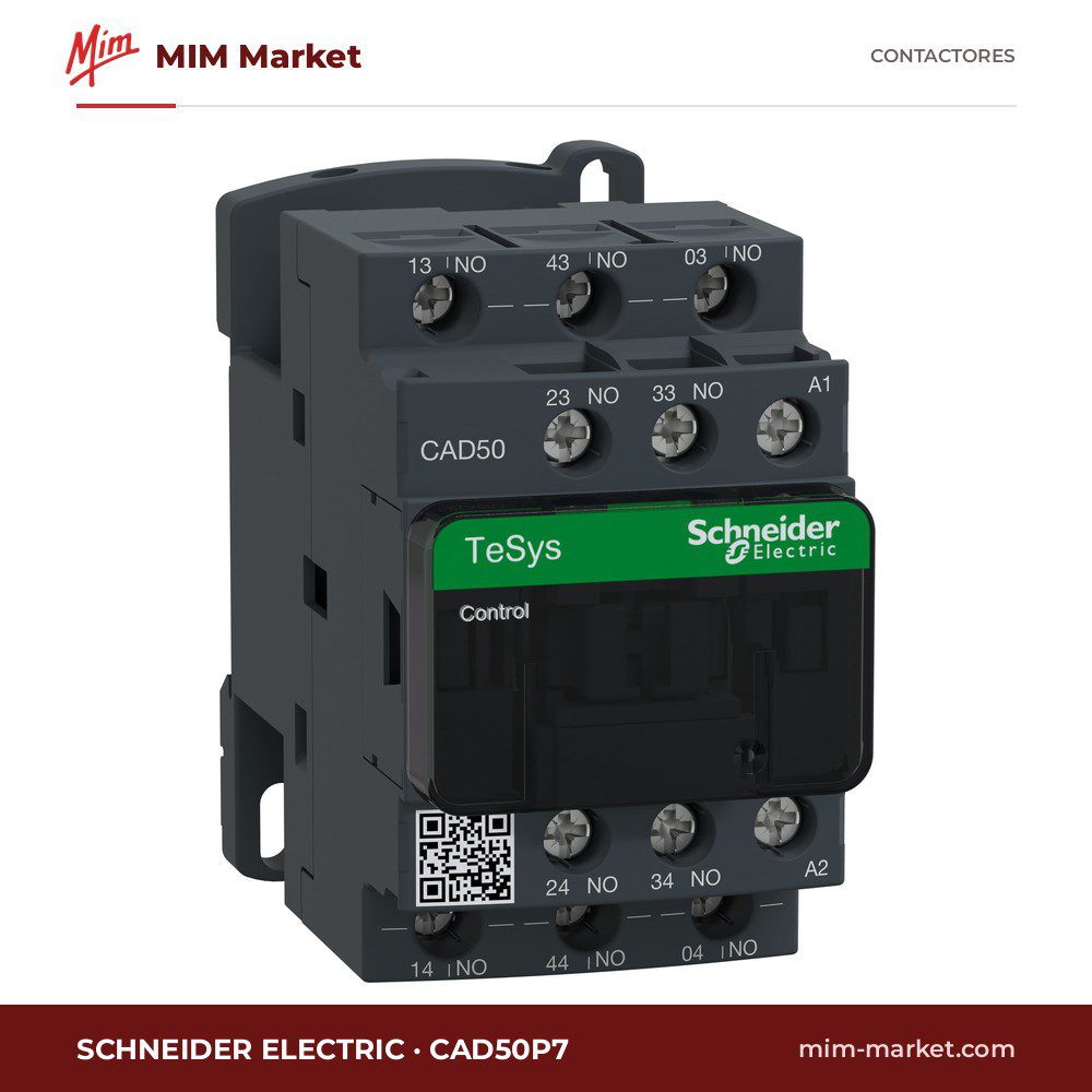 Contactor Schneider Electric CAD50P7 – 5 polos, 10 A, bobina 230 V