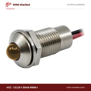 Piloto LED VCC CCLB-1-3048-9908-I – serie CCLB, ámbar, 12 V, Ø8,1 mm, cables de 152,4 mm, IP67