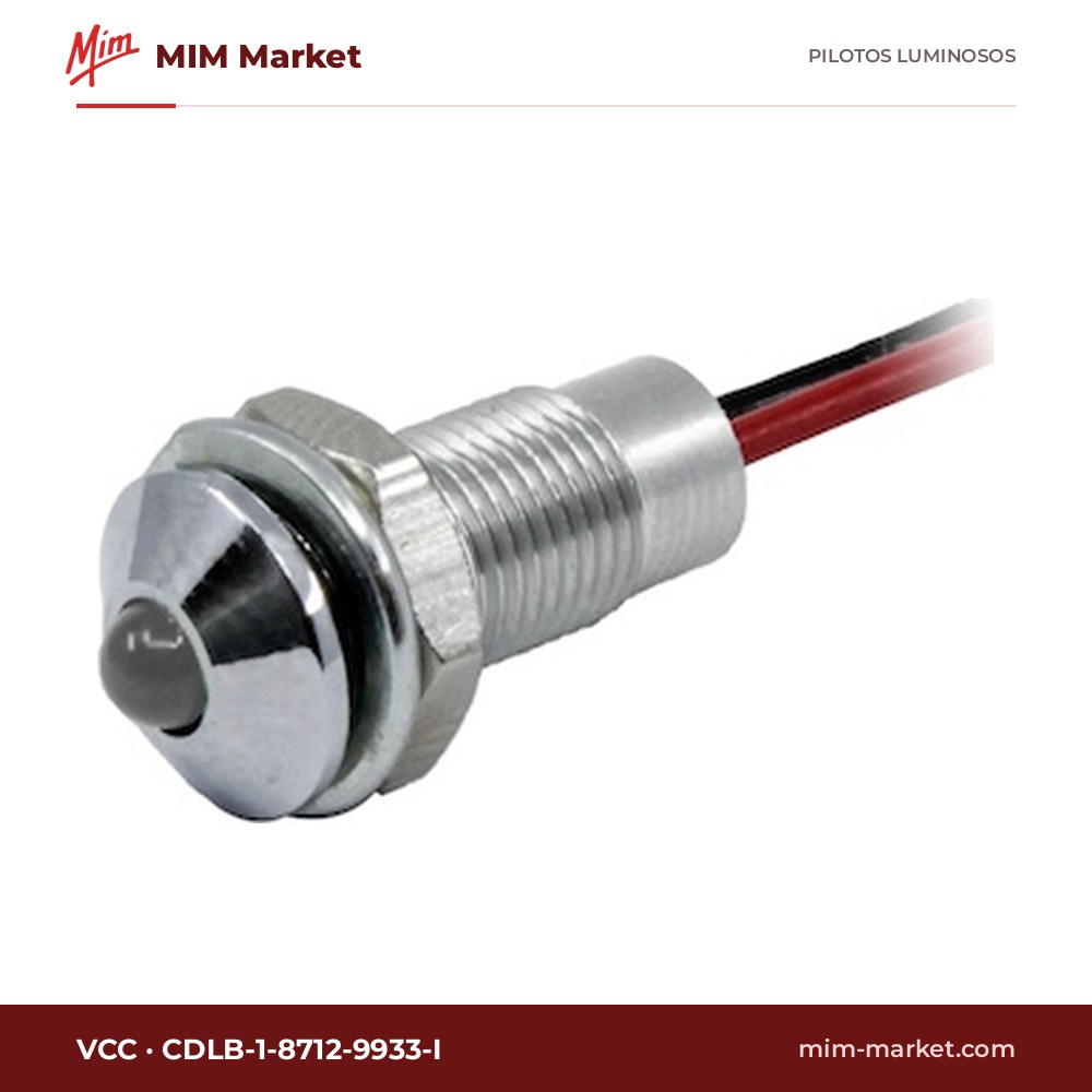 Piloto LED VCC CDLB-1-8712-9933-I – serie CDL, blanco, 28 V, Ø6 mm, cables de 152,4 mm, IP67