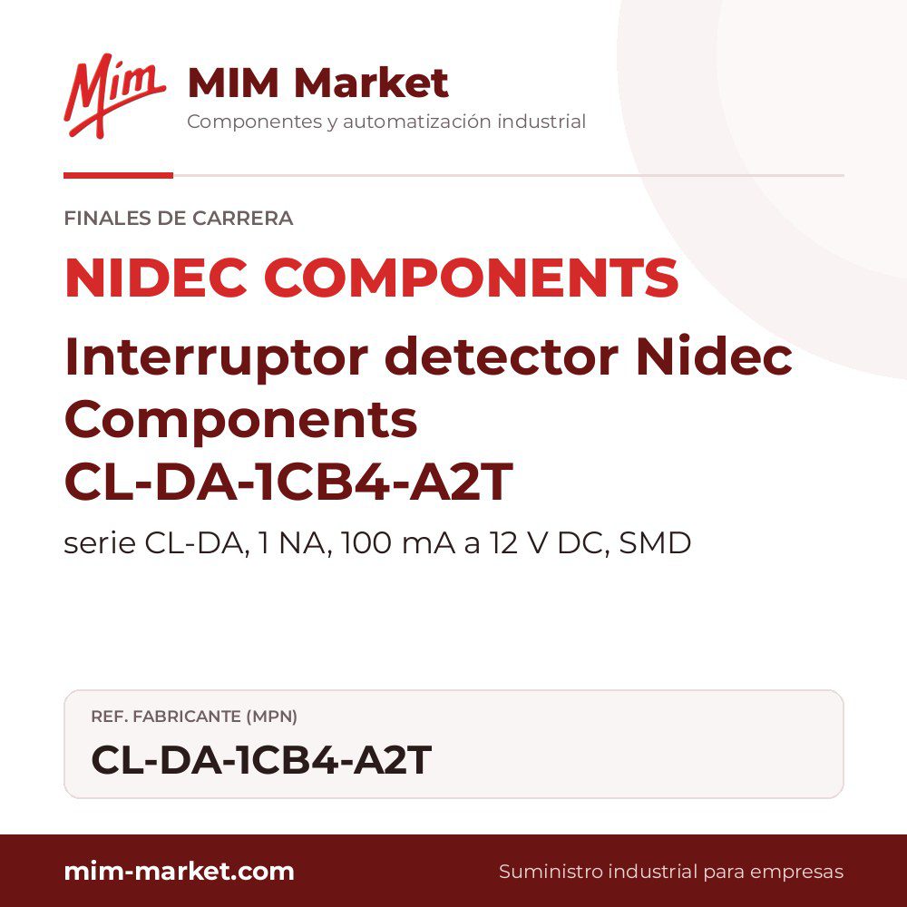 Interruptor detector Nidec Components CL-DA-1CB4-A2T – serie CL-DA, 1 NA, 100 mA a 12 V DC, SMD