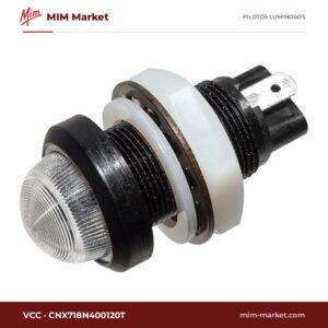 Piloto LED VCC CNX718N400120T – serie CNX718, ámbar, 120 V, Ø17,53 mm, faston 4,7 mm