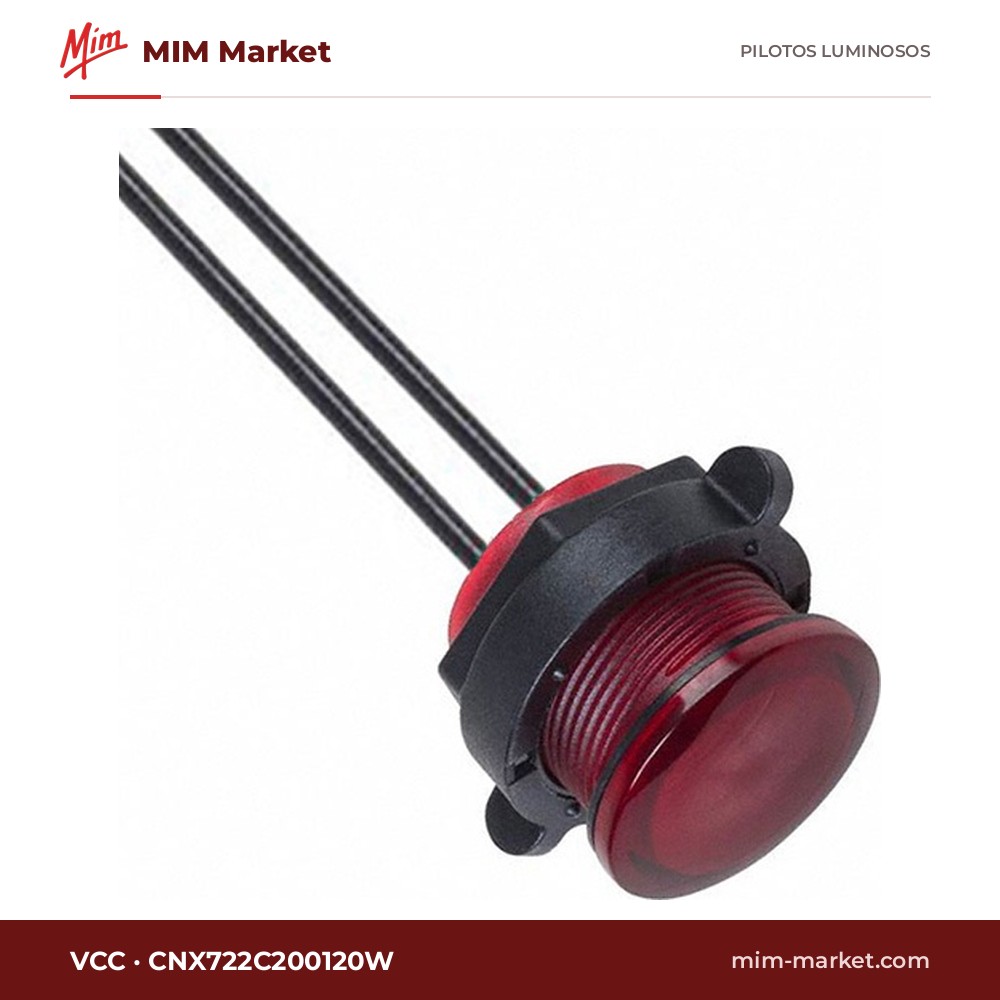 Piloto LED VCC CNX722C200120W – serie CNX722, rojo, 120 V, Ø23,11 mm, cables de 152,4 mm, IP67