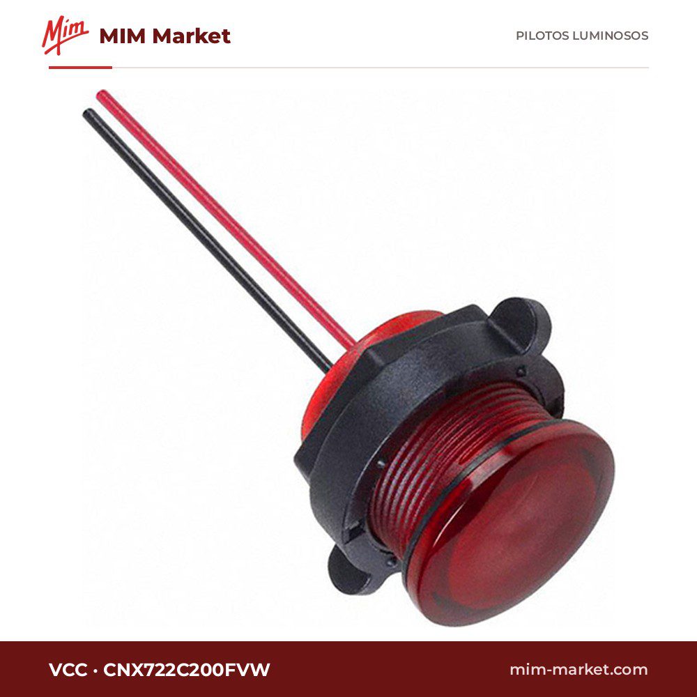 Piloto LED VCC CNX722C200FVW – serie CNX722, rojo, 5 V…28 V DC, Ø22,35 mm, cables de 152 mm, IP67, NEMA 6P