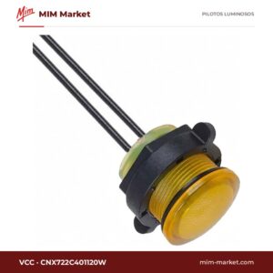 Piloto LED VCC CNX722C401120W – serie CNX722, amarillo, 120 V, Ø23,11 mm, cables de 152,4 mm, IP67