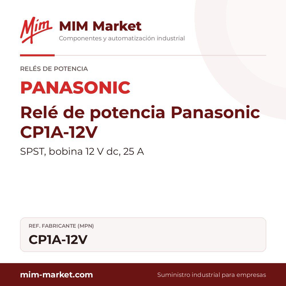 Relé de potencia Panasonic CP1A-12V – SPST, bobina 12 V dc, 25 A
