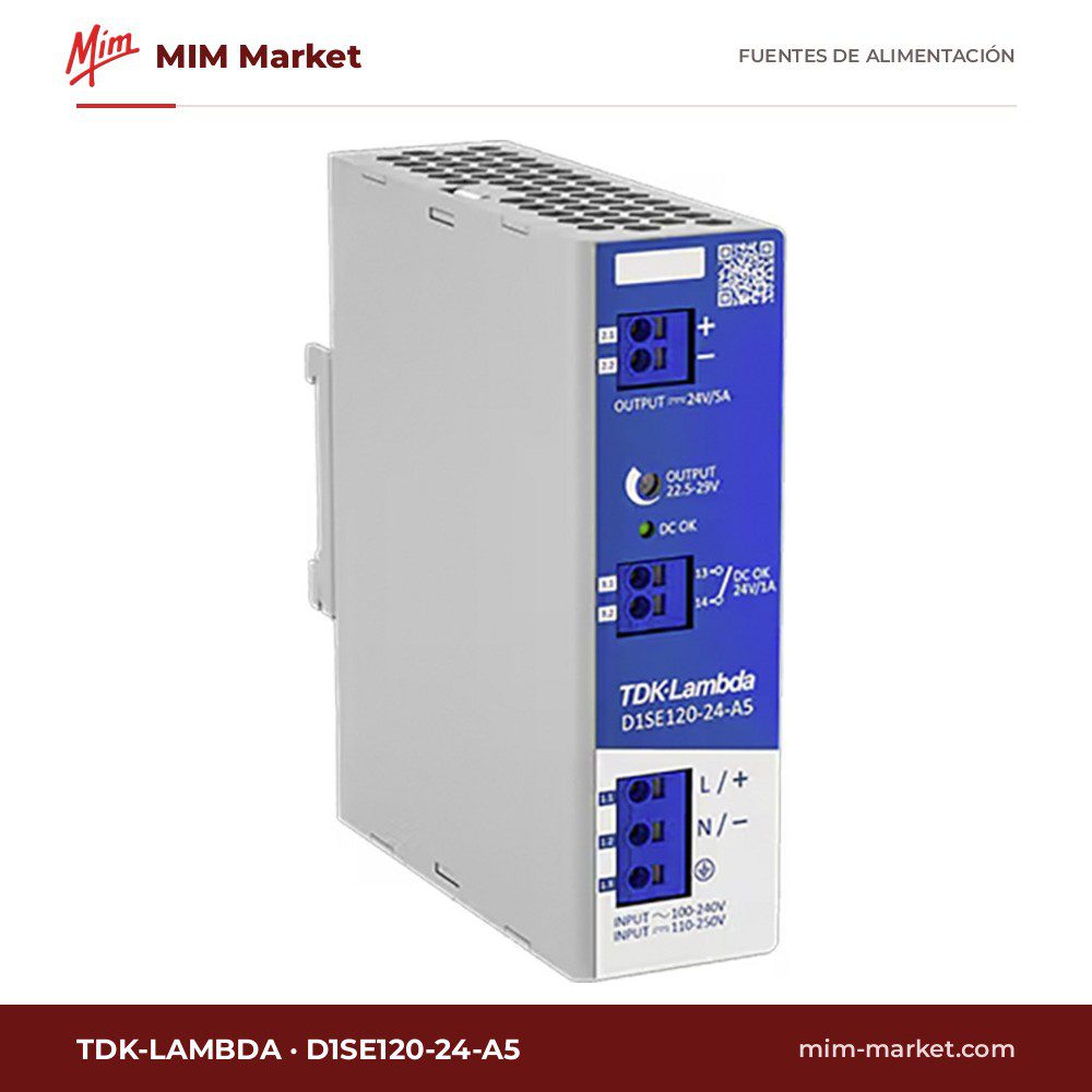 Fuente de alimentación carril DIN TDK-Lambda D1SE120-24-A5 – 24 V DC, 5 A, 120 W