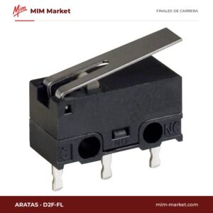 Microrruptor ultra subminiatura Aratas D2F-FL – serie D2F, SPDT, 1 A a 125 V AC, palanca articulada, PCB rectos