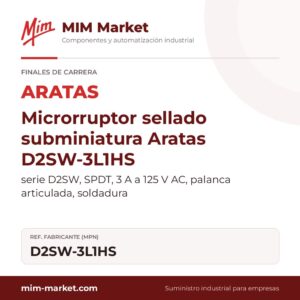 Microrruptor sellado subminiatura Aratas D2SW-3L1HS – serie D2SW, SPDT, 3 A a 125 V AC, palanca articulada, soldadura