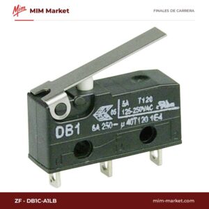 Microrruptor subminiatura ZF DB1C-A1LB – serie DB, SPDT, 6 A a 250 V AC, palanca recta corta (17,5 mm), soldadura