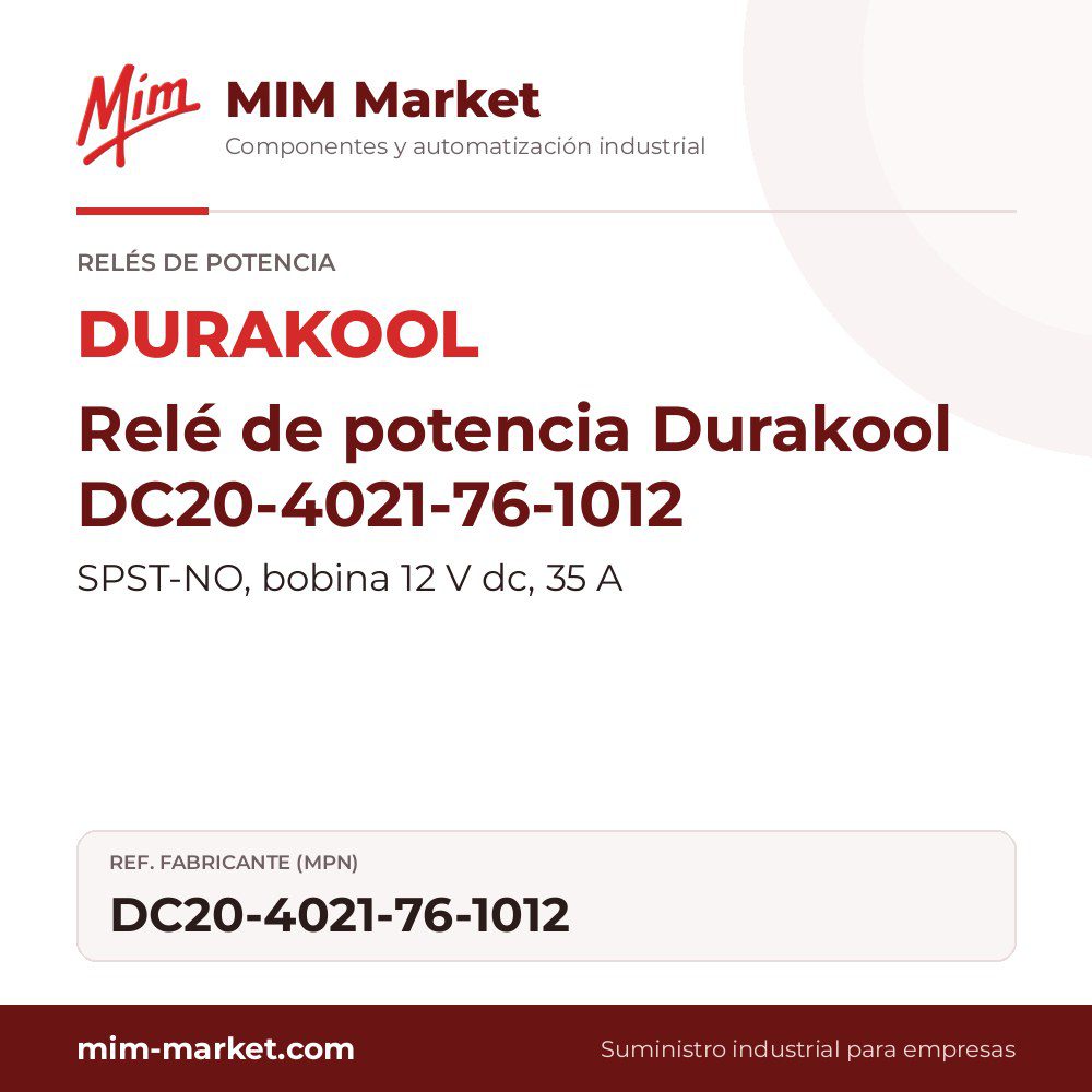 Relé de potencia Durakool DC20-4021-76-1012 – SPST-NO, bobina 12 V dc, 35 A