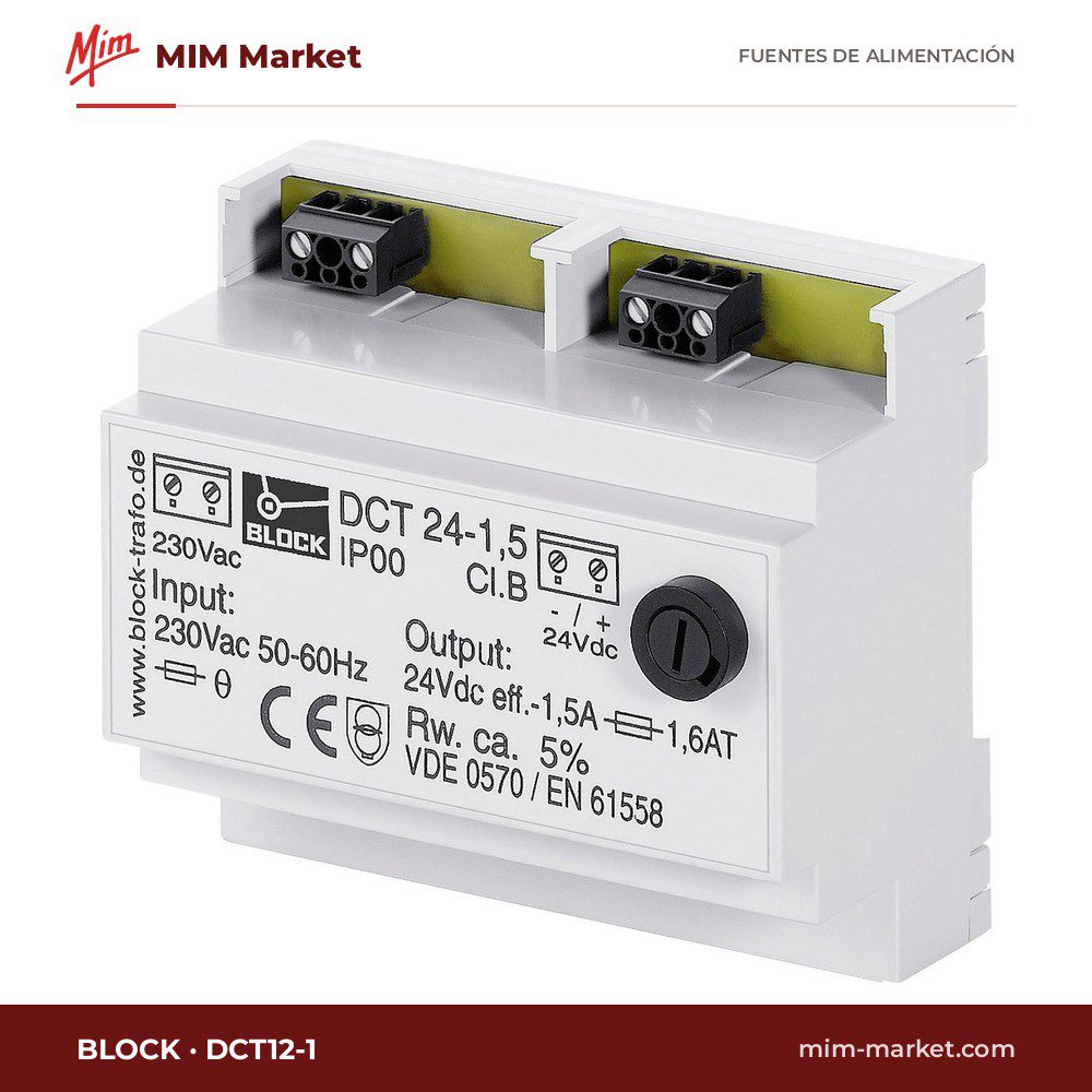 Fuente de alimentación carril DIN Block DCT12-1 – 12 V DC, 1 A, 12 W