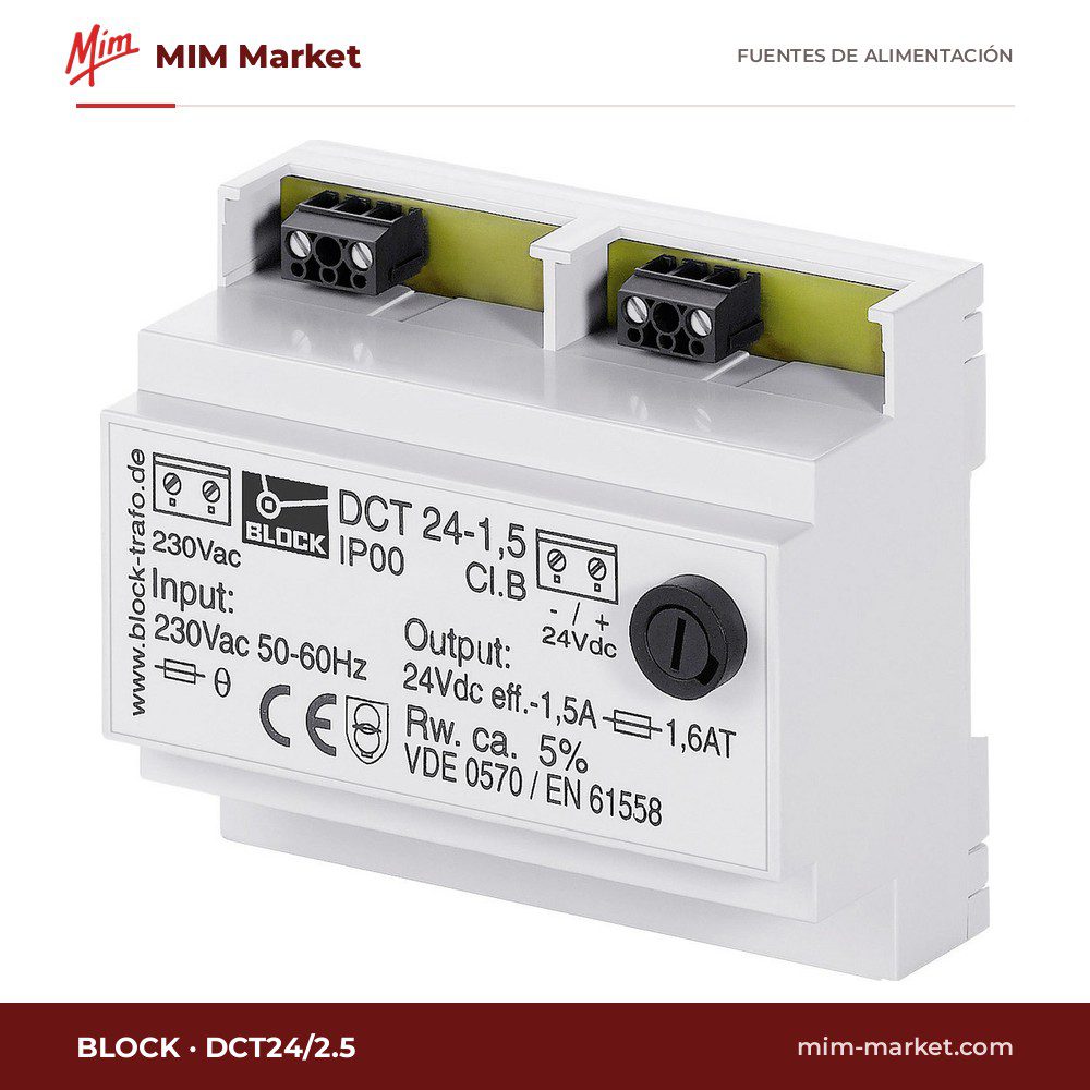 Fuente de alimentación carril DIN Block DCT24/2.5 – 24 V DC, 2,5 A, 60 W