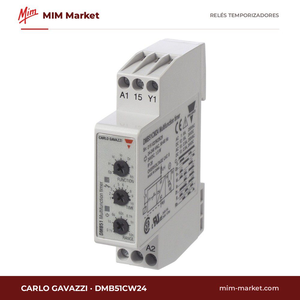 Relé temporizador Carlo Gavazzi DMB51CW24 – 12-240 V ac / 12 - 240 V dc, Multifunción