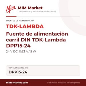 Fuente de alimentación carril DIN TDK-Lambda DPP15-24 – 24 V DC, 0,63 A, 15 W