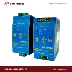 Fuente de alimentación carril DIN Chinfa DRAN120-12A – 12 V DC, 10 A, 120 W