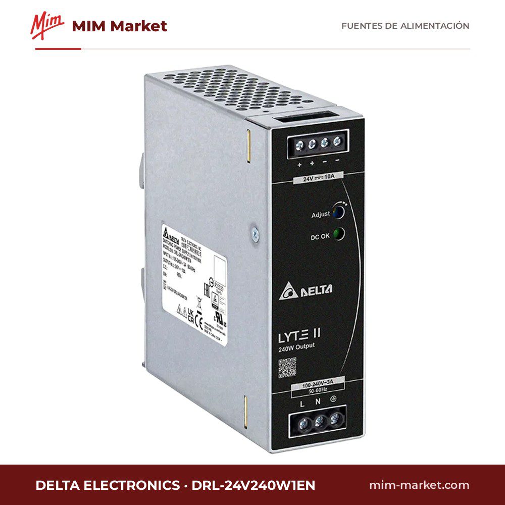 Fuente de alimentación carril DIN Delta Electronics DRL-24V240W1EN