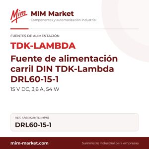 Fuente de alimentación carril DIN TDK-Lambda DRL60-15-1 – 15 V DC, 3,6 A, 54 W