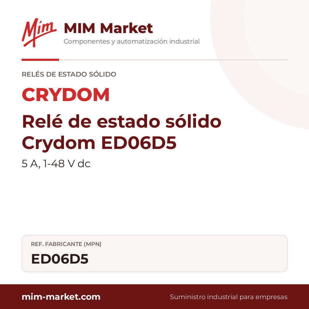 Relé de estado sólido Crydom ED06D5 – 5 A, 1-48 V dc