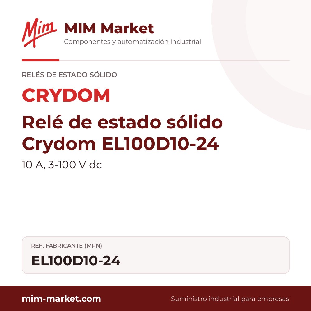 Relé de estado sólido Crydom EL100D10-24 – 10 A, 3-100 V dc