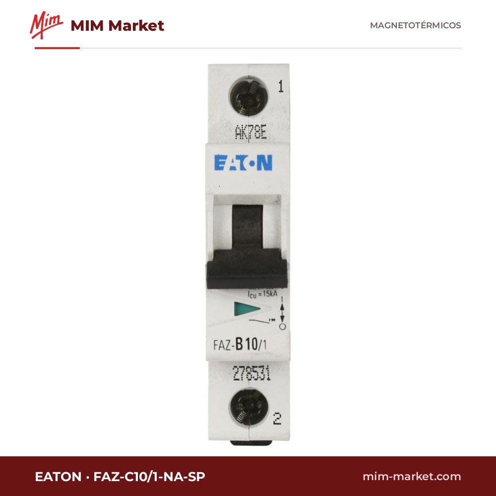 Interruptor magnetotérmico Eaton FAZ-C10/1-NA-SP – FAZ-NA, 1P, curva C, 10 A, 277 V AC, 10 kA