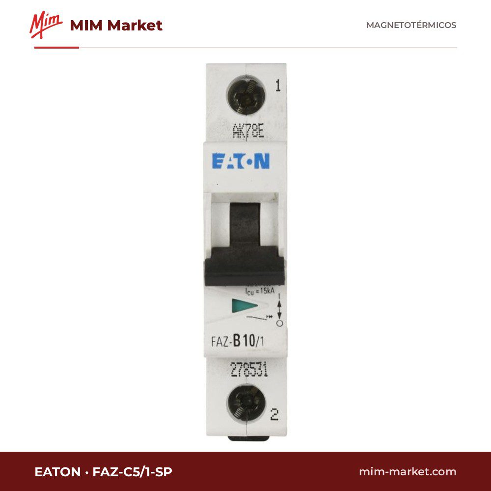 Interruptor magnetotérmico Eaton FAZ-C5/1-SP – FAZ, 1P, curva C, 5 A, 277 V AC, 15 kA