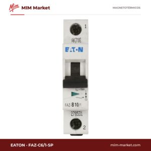 Interruptor magnetotérmico Eaton FAZ-C6/1-SP – FAZ, 1P, curva C, 6 A, 277 V AC, 15 kA