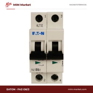 Interruptor magnetotérmico Eaton FAZ-D8/2 – FAZ, 2P, curva D, 8 A, 480Y/277 V AC, 5 kA