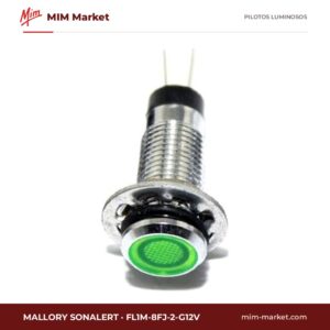 Piloto LED Mallory Sonalert FL1M-8FJ-2-G12V – serie FL1M-8FJ, verde, 12 V AC/DC, Ø8 mm, pines para circuito impreso, IP65