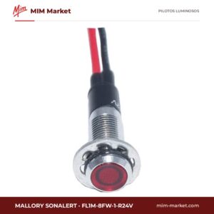 Piloto LED Mallory Sonalert FL1M-8FW-1-R24V – serie FL1M-8FW, rojo, 24 V AC/DC, Ø8 mm, cables de 185,4 mm, IP65