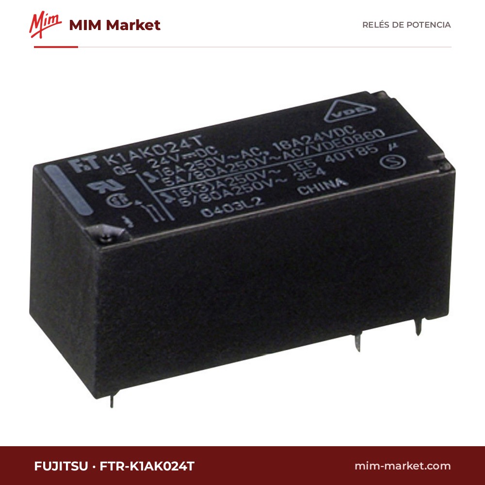 Relé de potencia Fujitsu FTR-K1AK024T – SPST, bobina 24 V dc, 16 A