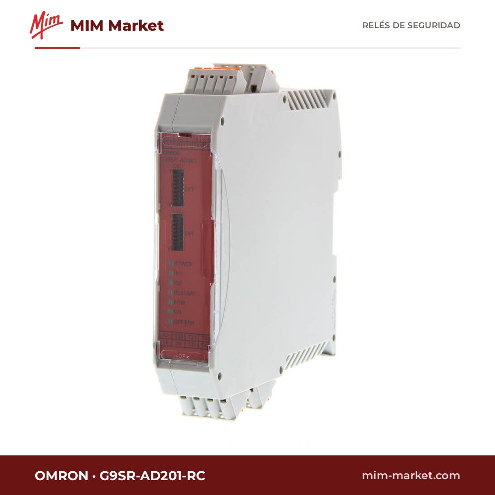 Relé de seguridad Omron G9SR-AD201-RC – 2 contactos (2PST-NA), 1 auxiliar, carril DIN
